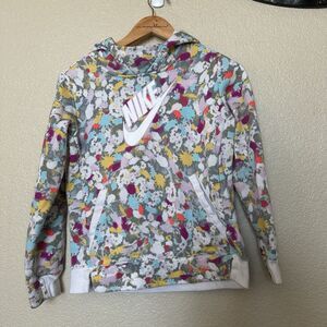 Girls Youth Nike Multi Color Hoodie Sweater Size Floral Bright Hooded Large